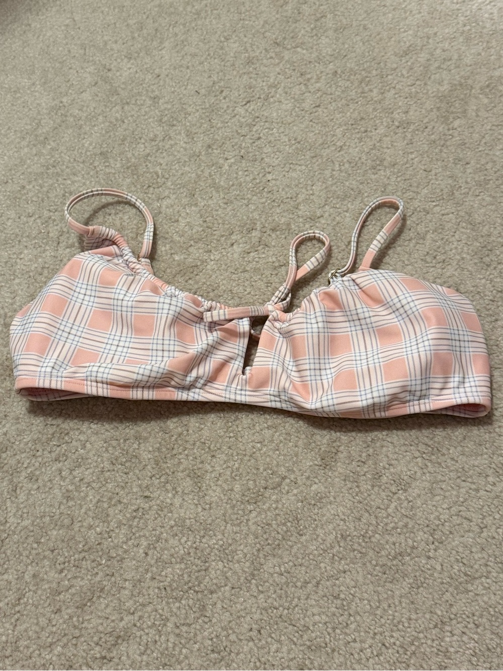 Hollister Pink Plaid Keyhole Bikini Top